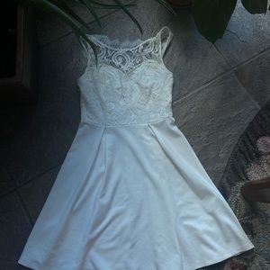white silk and lace dress